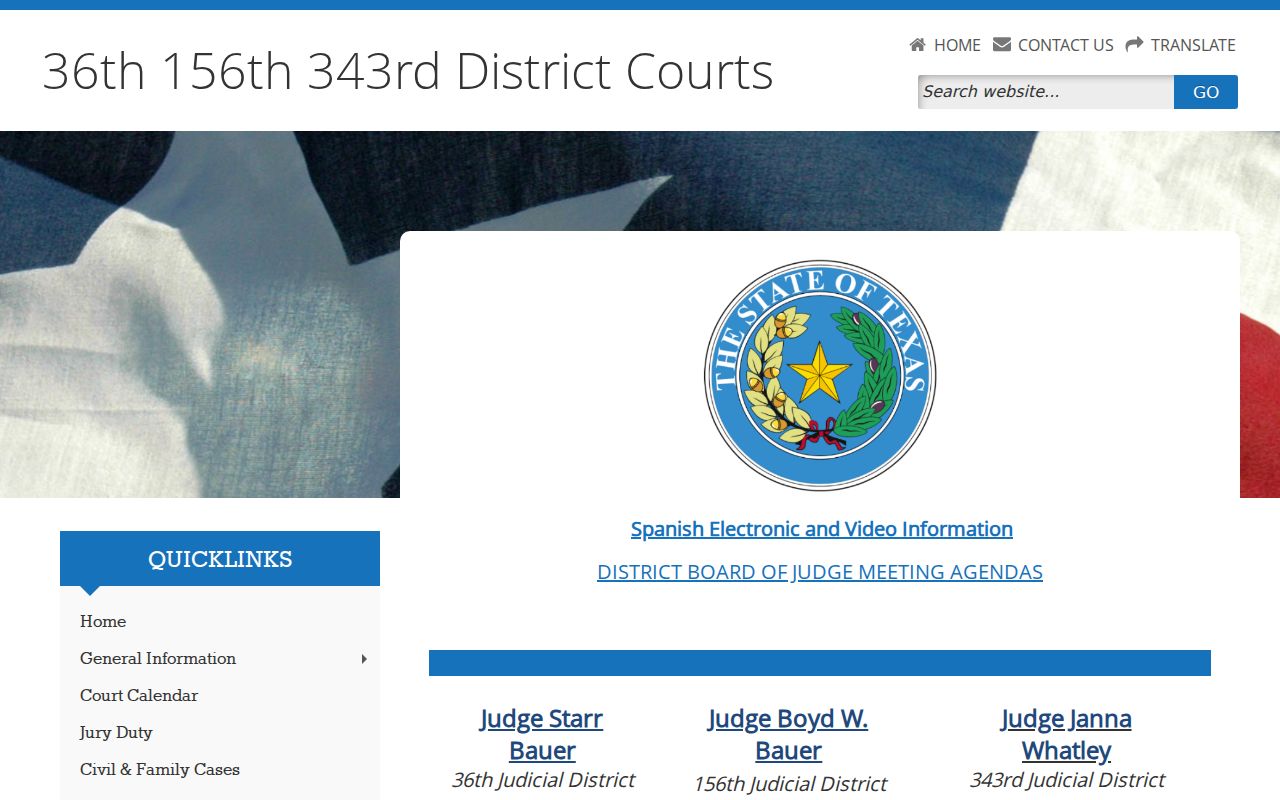 San Patricio County court docket district court structure